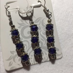Matching blue bead earring and necklace set